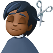 💇🏿 Emoji Person beim Haareschneiden: dunkle Hautfarbe Facebook 14.0.