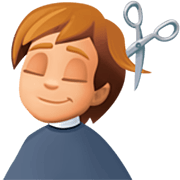 💇🏼 Emoji Persona Cortándose El Pelo: Tono De Piel Claro Medio en Facebook 14.0.