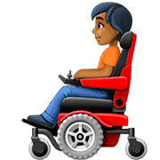 🧑🏾‍🦼 Emoji Person in motorisiertem Rollstuhl: mitteldunkle Hautfarbe Facebook 14.0.