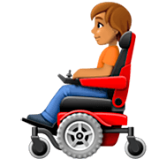 🧑🏽‍🦼 Emoji Person in motorisiertem Rollstuhl: mittlere Hautfarbe Facebook 14.0.