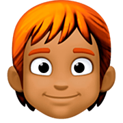 🧑🏾‍🦰 Emoji Erwachsener: mitteldunkle Hautfarbe, rotes Haar Facebook 14.0.