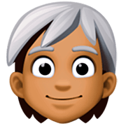 🧑🏾‍🦳 Emoji Persona: Tono De Piel Oscuro Medio, Pelo Blanco en Facebook 14.0.