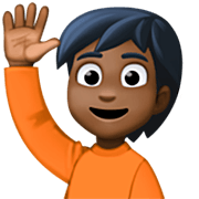 🙋🏿 Emoji Pessoa Levantando A Mão: Pele Escura na Facebook 14.0.