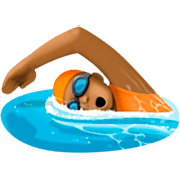 🏊🏾 Emoji Pessoa Nadando: Pele Morena Escura na Facebook 14.0.