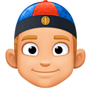 👲🏼 Emoji Hombre Con Gorro Chino: Tono De Piel Claro Medio en Facebook 14.0.