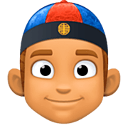 👲🏽 Emoji Mann mit chinesischem Hut: mittlere Hautfarbe Facebook 14.0.
