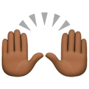 🙌🏿 Emoji zwei erhobene Handflächen: dunkle Hautfarbe Facebook 14.0.