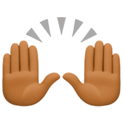 🙌🏾 Emoji Mãos Para Cima: Pele Morena Escura na Facebook 14.0.