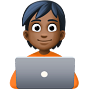 Emoji 🧑🏿‍💻 Persona Esperta Di Tecnologia: Carnagione Scura su Facebook 14.0.