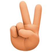 ✌🏼 Emoji Victory-Geste: mittelhelle Hautfarbe Facebook 14.0.