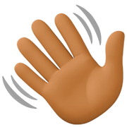 👋🏾 Emoji winkende Hand: mitteldunkle Hautfarbe Facebook 14.0.