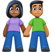 👩🏿‍🤝‍👨🏾 Emoji Mann und Frau halten Hände: dunkle Hautfarbe, mitteldunkle Hautfarbe Facebook 14.0.