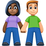 👩🏿‍🤝‍👨🏼 Emoji Mann und Frau halten Hände: dunkle Hautfarbe, mittelhelle Hautfarbe Facebook 14.0.