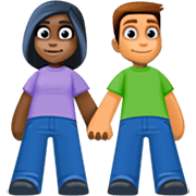 👩🏿‍🤝‍👨🏽 Emoji Mann und Frau halten Hände: dunkle Hautfarbe, mittlere Hautfarbe Facebook 14.0.