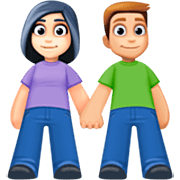 👩🏻‍🤝‍👨🏼 Emoji Mann und Frau halten Hände: helle Hautfarbe, mittelhelle Hautfarbe Facebook 14.0.