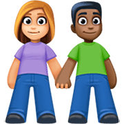 👩🏼‍🤝‍👨🏿 Emoji Mann und Frau halten Hände: mittelhelle Hautfarbe, dunkle Hautfarbe Facebook 14.0.