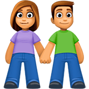 👫🏽 Emoji Mann und Frau halten Hände: mittlere Hautfarbe Facebook 14.0.