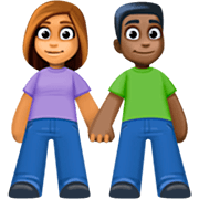 👩🏽‍🤝‍👨🏿 Emoji Mann und Frau halten Hände: mittlere Hautfarbe, dunkle Hautfarbe Facebook 14.0.