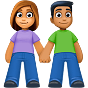 👩🏽‍🤝‍👨🏾 Emoji Mann und Frau halten Hände: mittlere Hautfarbe, mitteldunkle Hautfarbe Facebook 14.0.