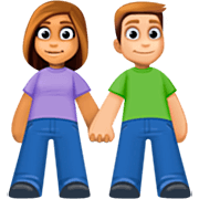 👩🏽‍🤝‍👨🏼 Emoji Mann und Frau halten Hände: mittlere Hautfarbe, mittelhelle Hautfarbe Facebook 14.0.