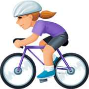 Émoji 🚴🏼‍♀️ Cycliste Femme : Peau Moyennement Claire sur Facebook 14.0.