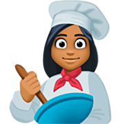 👩🏾‍🍳 Emoji Cocinera: Tono De Piel Oscuro Medio en Facebook 14.0.