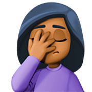 🤦🏾‍♀️ Emoji sich an den Kopf fassende Frau: mitteldunkle Hautfarbe Facebook 14.0.