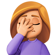 🤦🏼‍♀️ Emoji sich an den Kopf fassende Frau: mittelhelle Hautfarbe Facebook 14.0.
