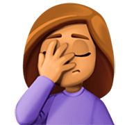 🤦🏽‍♀️ Emoji sich an den Kopf fassende Frau: mittlere Hautfarbe Facebook 14.0.