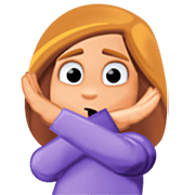 🙅🏼‍♀️ Emoji Frau mit überkreuzten Armen: mittelhelle Hautfarbe Facebook 14.0.
