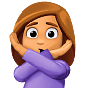 Emoji 🙅🏽‍♀️ Donna Con Gesto Di Rifiuto: Carnagione Olivastra su Facebook 14.0.