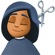 💇🏾‍♀️ Emoji Mujer Cortándose El Pelo: Tono De Piel Oscuro Medio en Facebook 14.0.