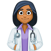 👩🏾‍⚕️ Emoji Profesional Sanitario Mujer: Tono De Piel Oscuro Medio en Facebook 14.0.