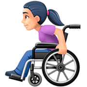 👩🏻‍🦽 Emoji Frau in manuellem Rollstuhl: helle Hautfarbe Facebook 14.0.