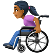 👩🏾‍🦽 Emoji Frau in manuellem Rollstuhl: mitteldunkle Hautfarbe Facebook 14.0.