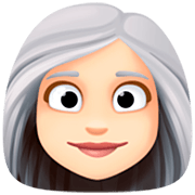 👩🏻‍🦳 Emoji Frau: helle Hautfarbe, weißes Haar Facebook 14.0.