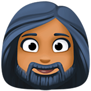 Emoji 🧔🏾‍♀️ Uomo Con La Barba Carnagione Abbastanza Scura su Facebook 14.0.