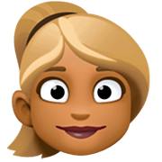 👱🏾‍♀️ Emoji Frau: mitteldunkle Hautfarbe, blond Facebook 14.0.