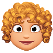 👩🏼‍🦱 Emoji Mujer: Tono De Piel Claro Medio Y Pelo Rizado en Facebook 14.0.