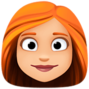 👩🏼‍🦰 Emoji Frau: mittelhelle Hautfarbe, rotes Haar Facebook 14.0.