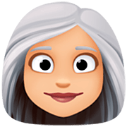 👩🏼‍🦳 Emoji Frau: mittelhelle Hautfarbe, weißes Haar Facebook 14.0.