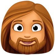 🧔🏽‍♀️ Emoji Mujer Con Barba Tono De Piel Medio en Facebook 14.0.
