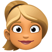 👱🏽‍♀️ Emoji Frau: mittlere Hautfarbe, blond Facebook 14.0.
