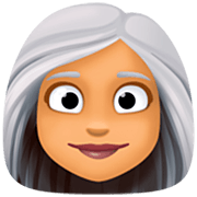 👩🏽‍🦳 Emoji Mujer: Tono De Piel Medio Y Pelo Blanco en Facebook 14.0.