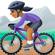 🚵🏾‍♀️ Emoji Mujer En Bicicleta De Montaña: Tono De Piel Oscuro Medio en Facebook 14.0.