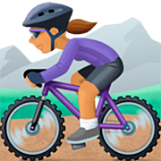 🚵🏽‍♀️ Emoji Mujer En Bicicleta De Montaña: Tono De Piel Medio en Facebook 14.0.