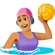 🤽🏽‍♀️ Emoji Mulher Jogando Polo Aquático: Pele Morena na Facebook 14.0.