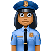 👮🏾‍♀️ Emoji Policial Mulher: Pele Morena Escura na Facebook 14.0.