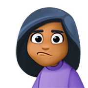 🙎🏾‍♀️ Emoji Mujer Haciendo Pucheros: Tono De Piel Oscuro Medio en Facebook 14.0.