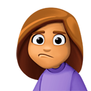 🙎🏽‍♀️ Emoji Mujer Haciendo Pucheros: Tono De Piel Medio en Facebook 14.0.